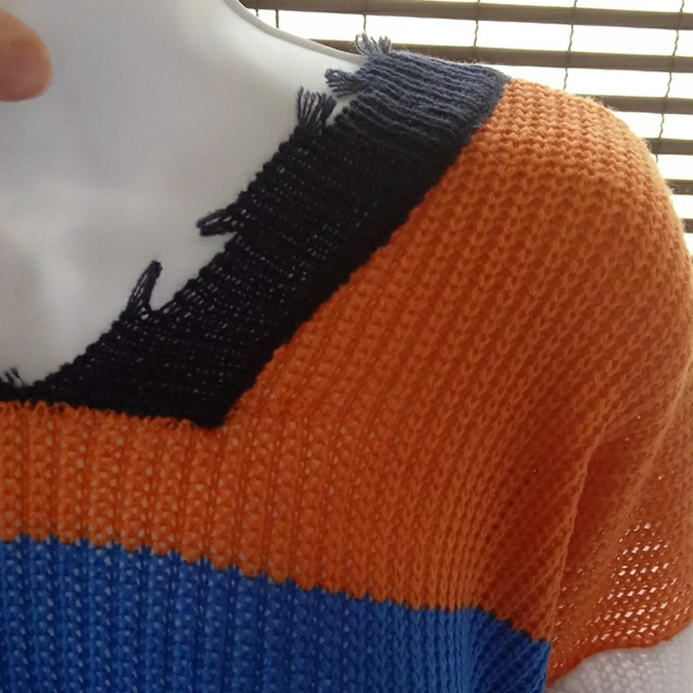 ❌Frayed striped sweater❌